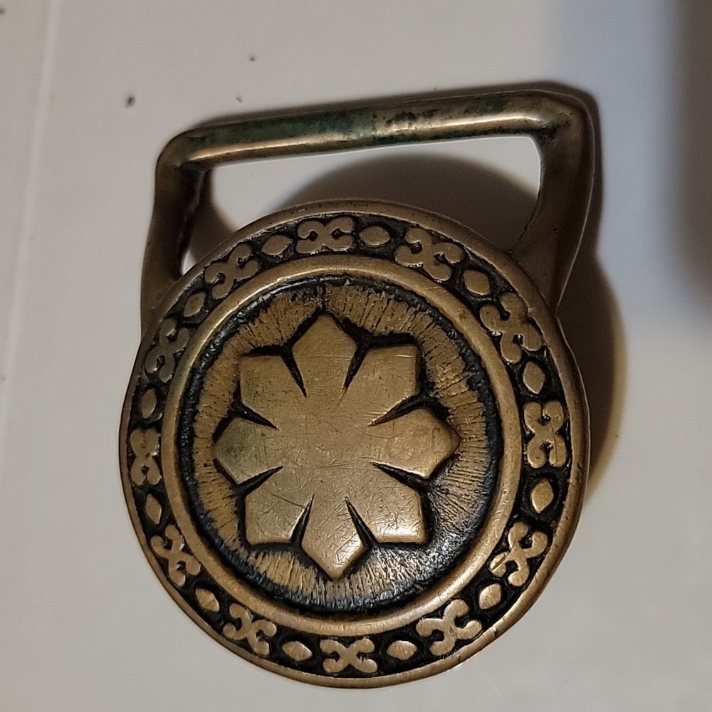 Vintage Tech Ether Small Flake Solid Bronze Hippie Western Belt Buckle